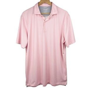 Johnnie-O Pink Micro Print Lightweight Cotton Athletic Activewear Golf Polo L
